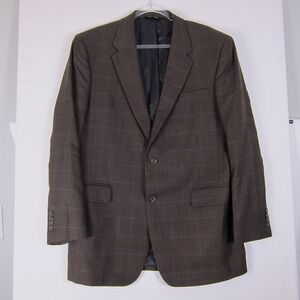 Jos A Bank Signature Collection Men's 43L Silk & Wool Plaid Blazer Brown